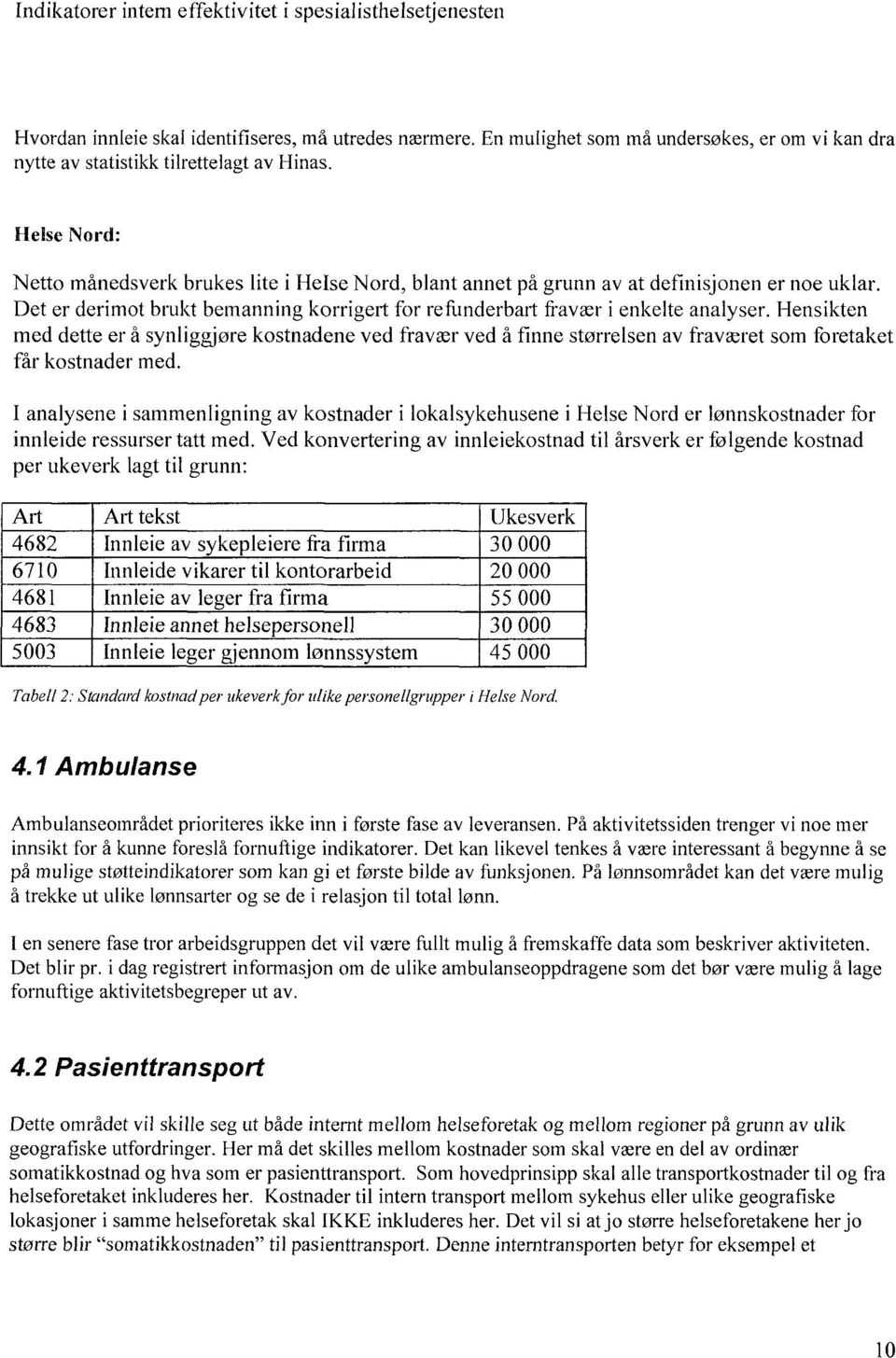 Det er derimot brukt bemanning korrigert for refunderbart fravær i enkelte analyser.