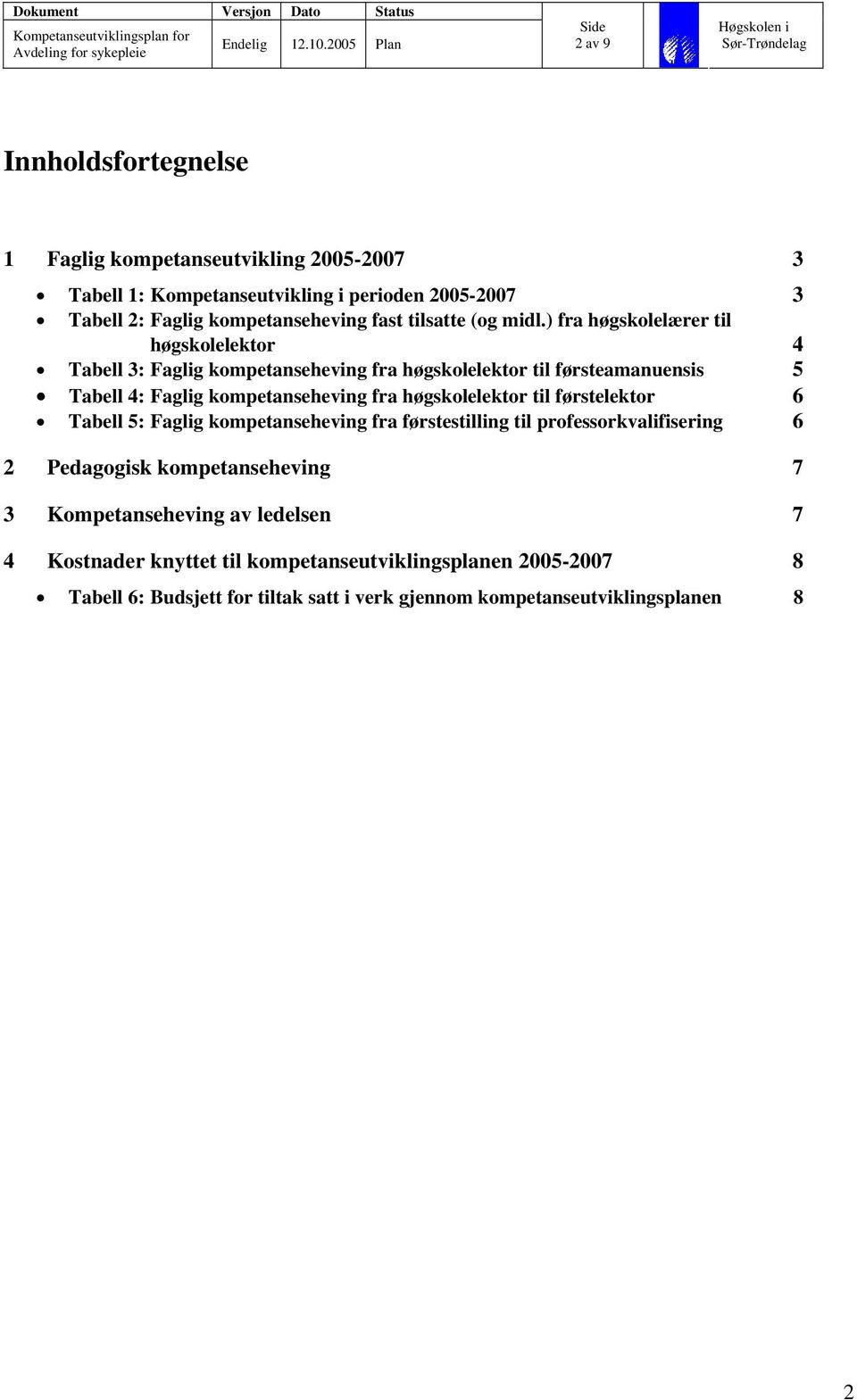 ) fra høgskolelærer til høgskolelektor 4 Tabell 3: Faglig kompetanseheving fra høgskolelektor til førsteamanuensis 5 Tabell 4: Faglig kompetanseheving fra