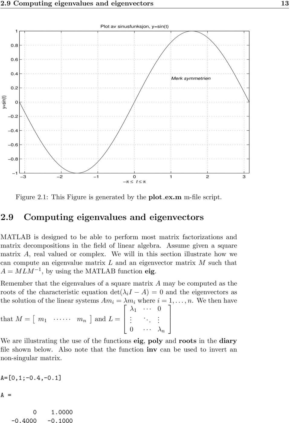 Assume given a square matrix A, real valued or complex.