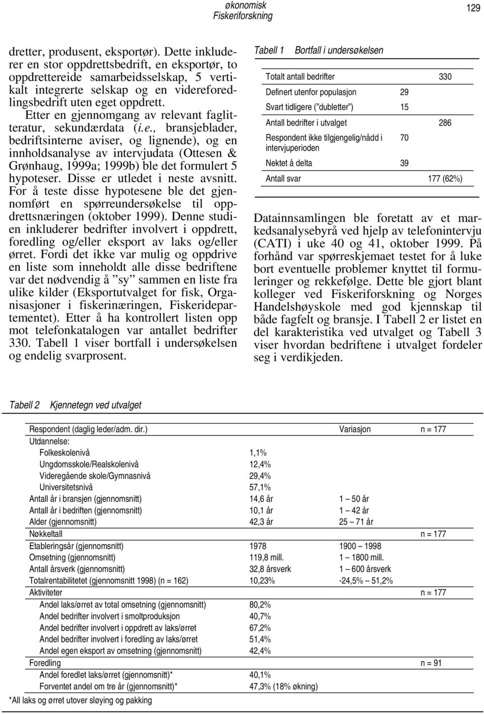 Etter en gjennomgang av relevant faglitteratur, sekundærdata (i.e., bransjeblader, bedriftsinterne aviser, og lignende), og en innholdsanalyse av intervjudata (Ottesen & Grønhaug, 1999a; 1999b) ble det formulert 5 hypoteser.