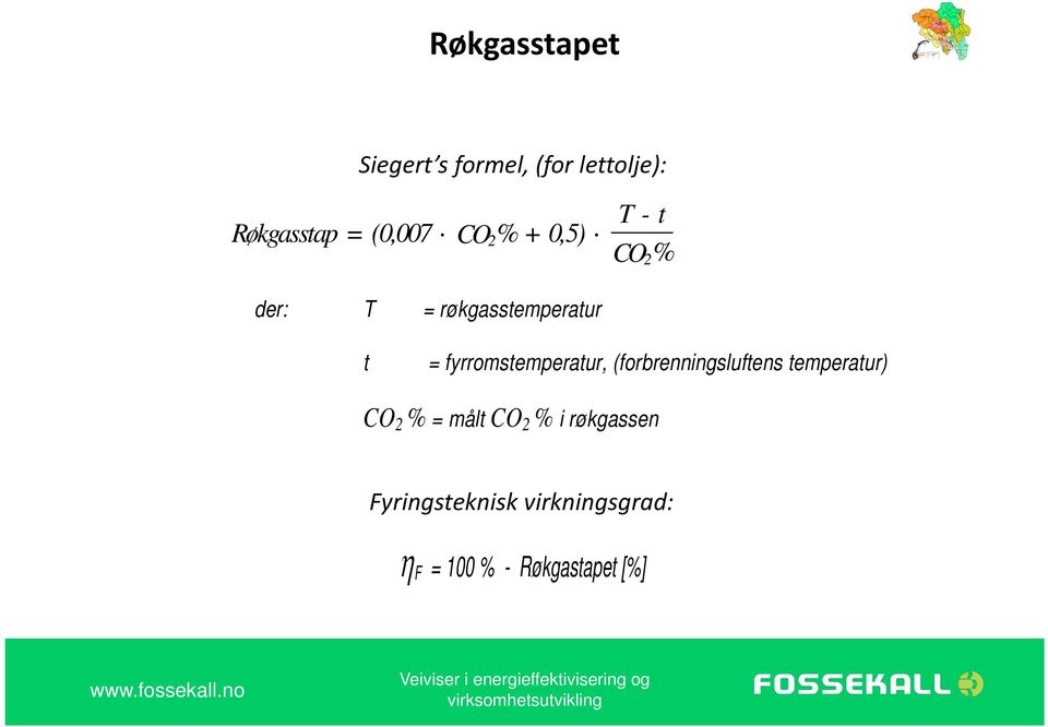 fyrromstemperatur, (forbrenningsluftens temperatur) CO 2 % = målt