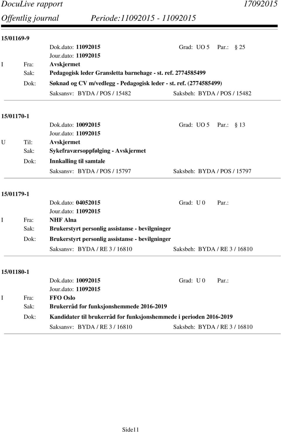 : I Fra: NHF Alna Sak: Brukerstyrt personlig assistanse - bevilgninger Brukerstyrt personlig assistanse - bevilgninger Saksansv: BYDA / RE 3 / 16810 Saksbeh: BYDA / RE 3 / 16810 15/01180-1 Dok.