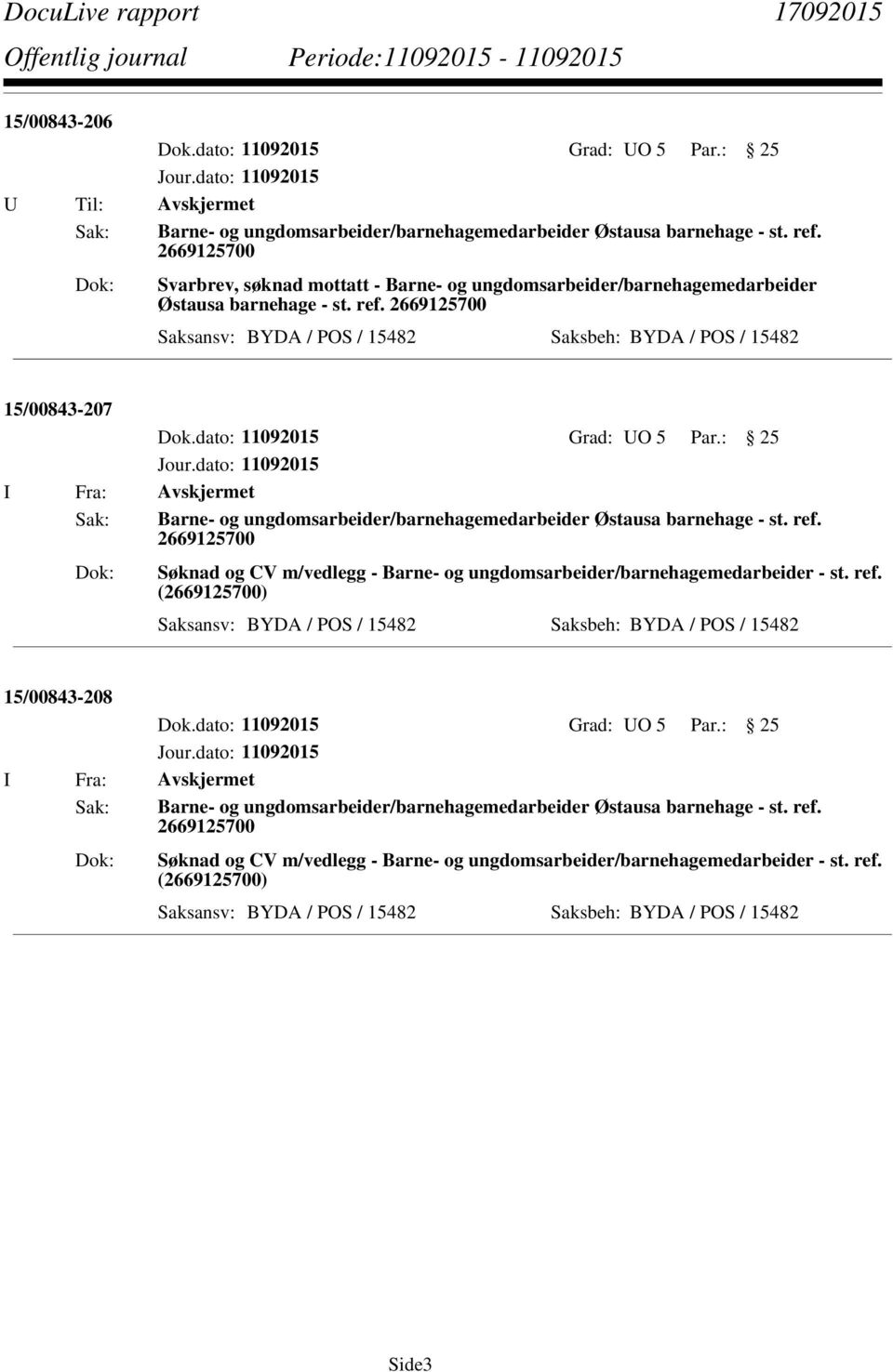 15/00843-207 Søknad og CV m/vedlegg - Barne- og