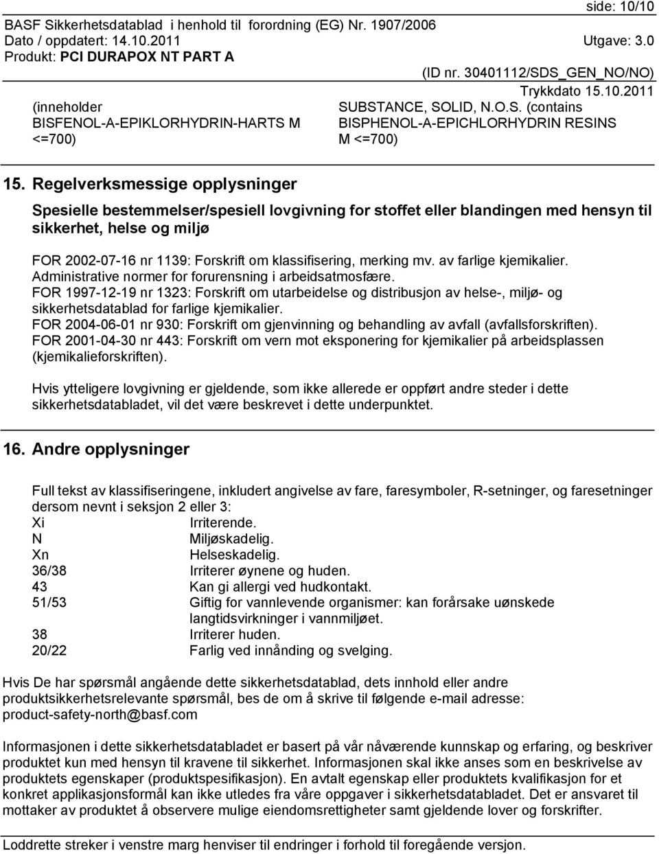 merking mv. av farlige kjemikalier. Administrative normer for forurensning i arbeidsatmosfære.