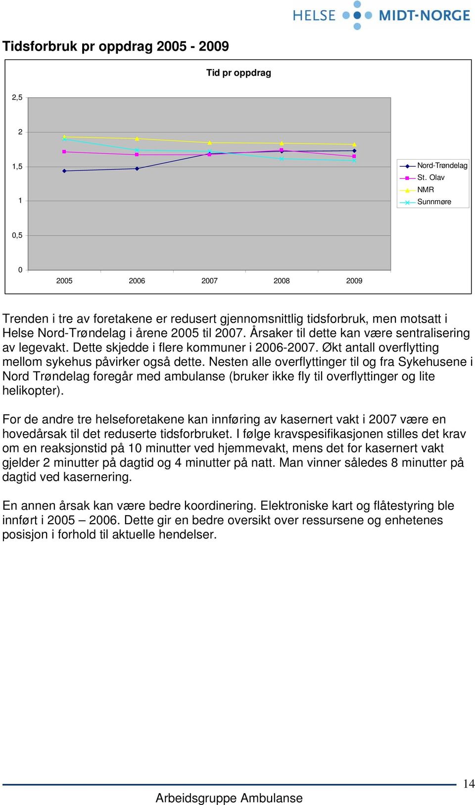 Årsaker til dette kan være sentralisering av legevakt. Dette skjedde i flere kommuner i 2006-2007. Økt antall overflytting mellom sykehus påvirker også dette.