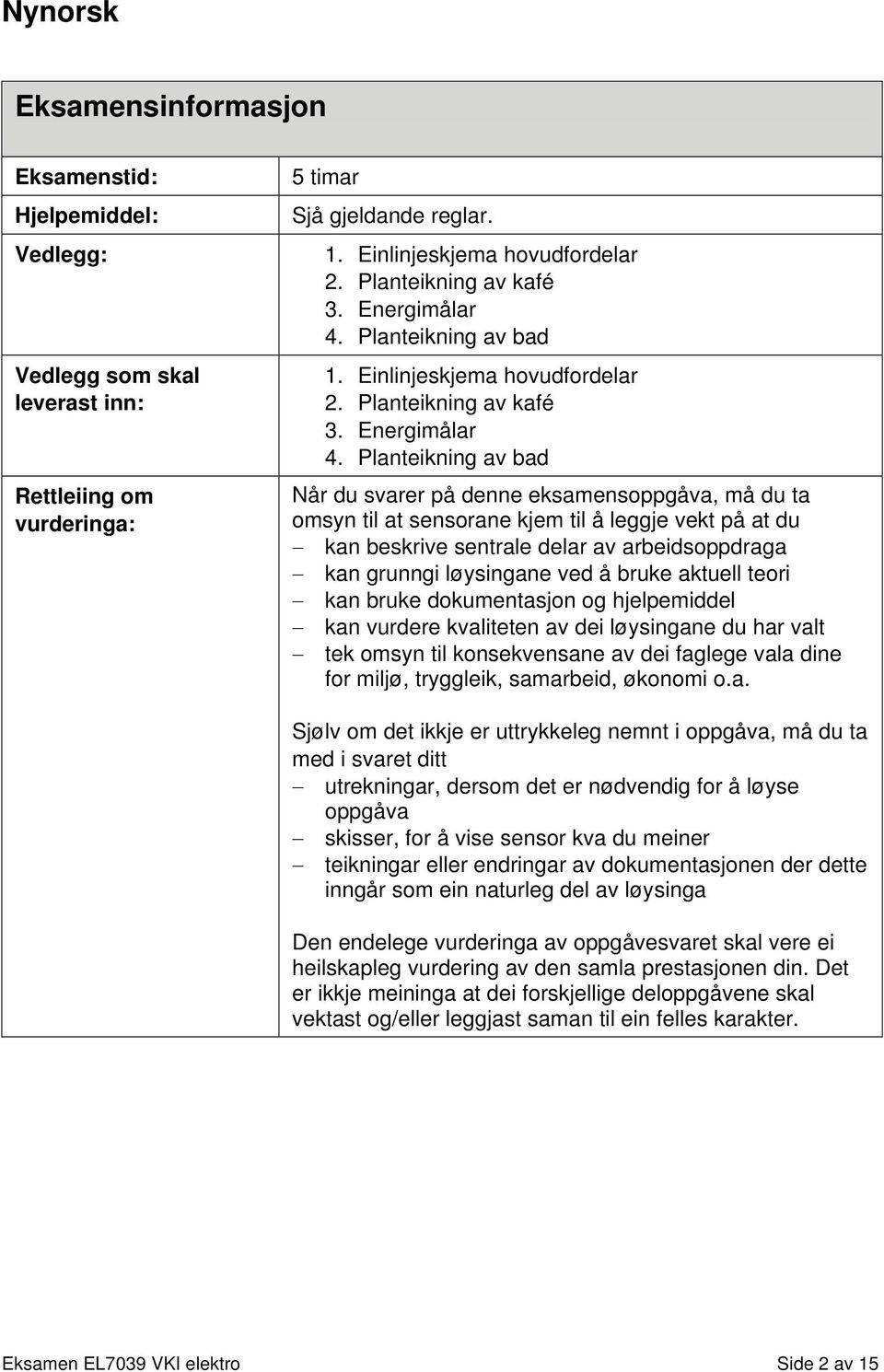 Planteikning av bad 1. Einlinjeskjema hovudfordelar 2.