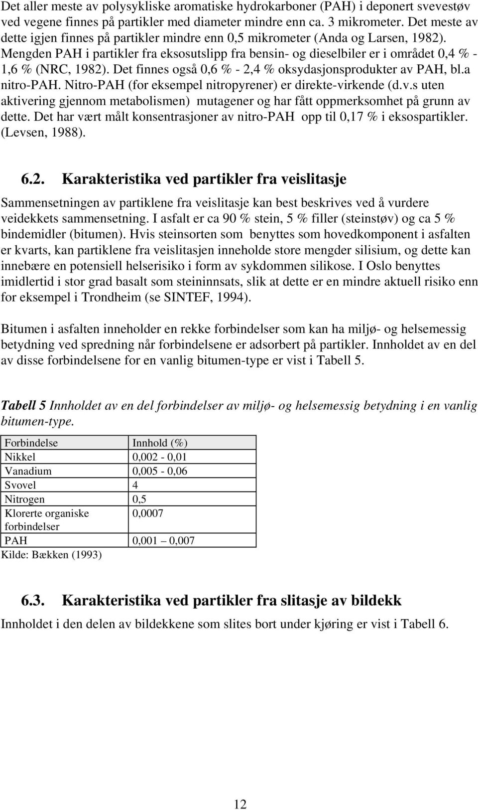 Mengden PAH i partikler fra eksosutslipp fra bensin- og dieselbiler er i området 0,4 % - 1,6 % (NRC, 1982). Det finnes også 0,6 % - 2,4 % oksydasjonsprodukter av PAH, bl.a nitro-pah.