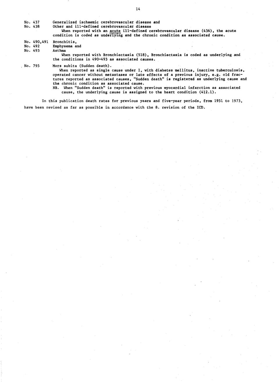 associated cause. No. 490,49 Bronchitis, No. 49 Emphysema and No.