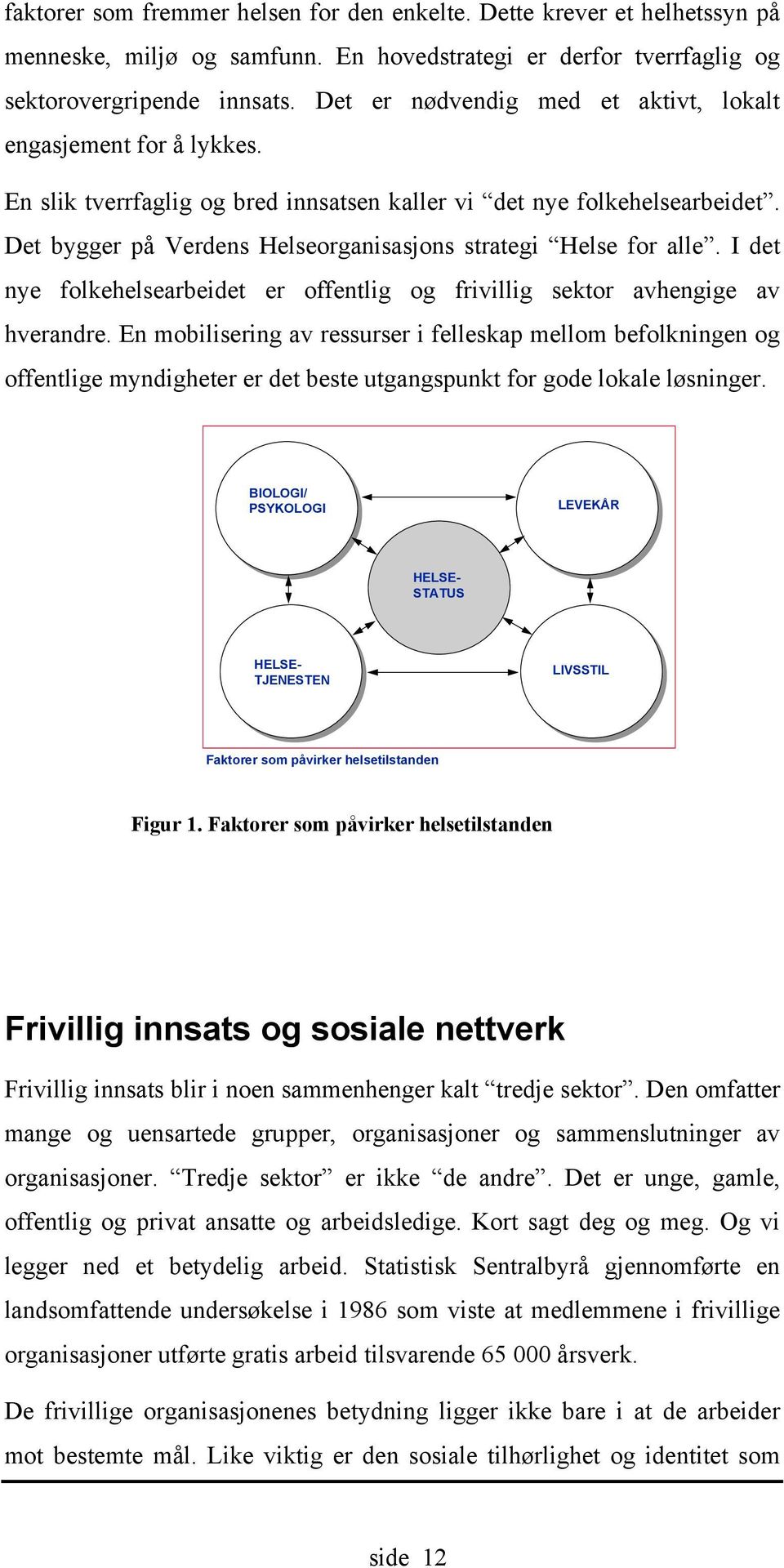 Det bygger på Verdens Helseorganisasjons strategi Helse for alle. I det nye folkehelsearbeidet er offentlig og frivillig sektor avhengige av hverandre.