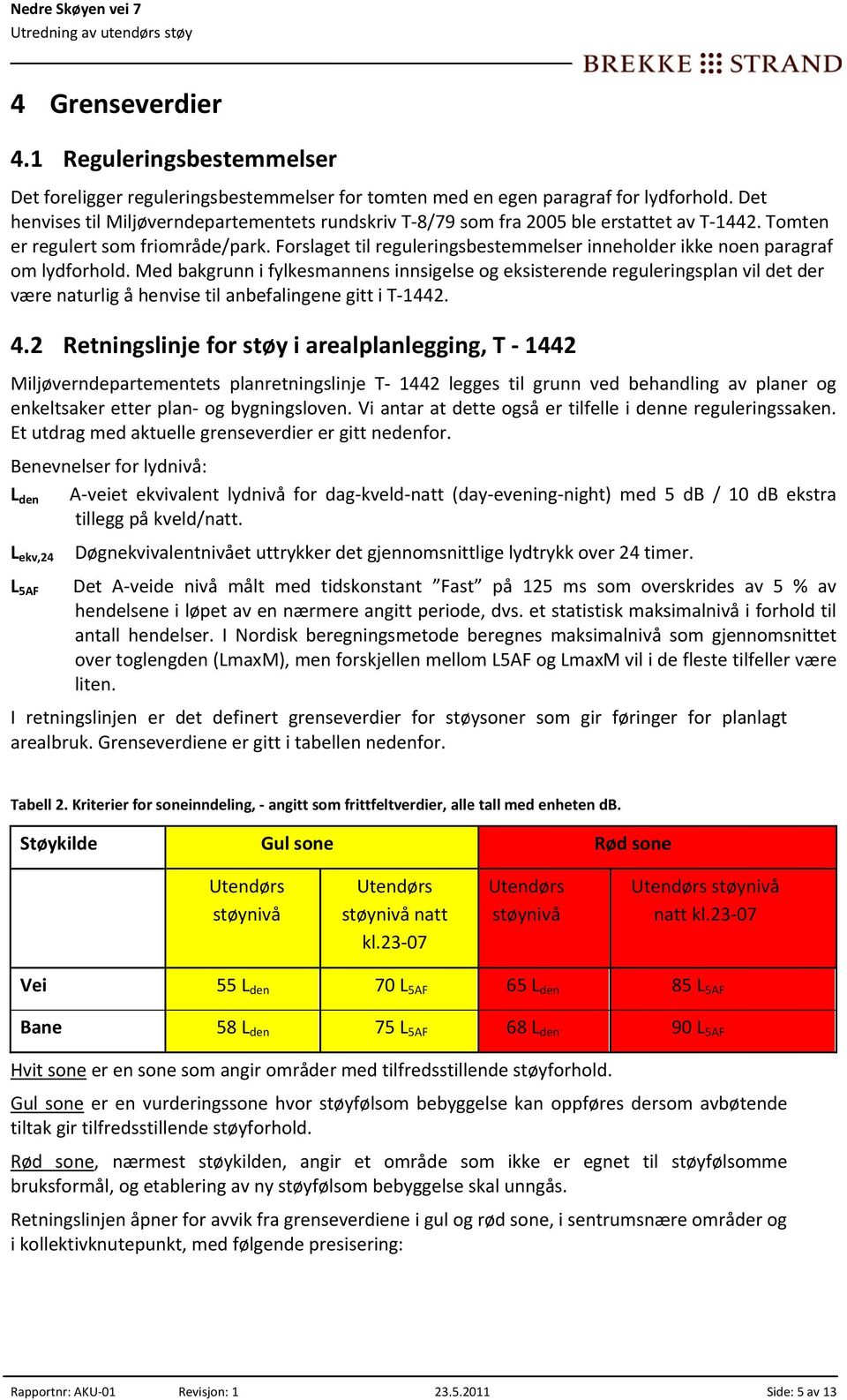 Forslaget til reguleringsbestemmelser inneholder ikke noen paragraf om lydforhold.