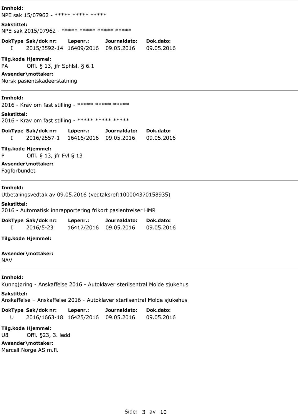 13, jfr Fvl 13 Fagforbundet tbetalingsvedtak av (vedtaksref:100004370158935) 2016 - Automatisk innrapportering frikort pasientreiser