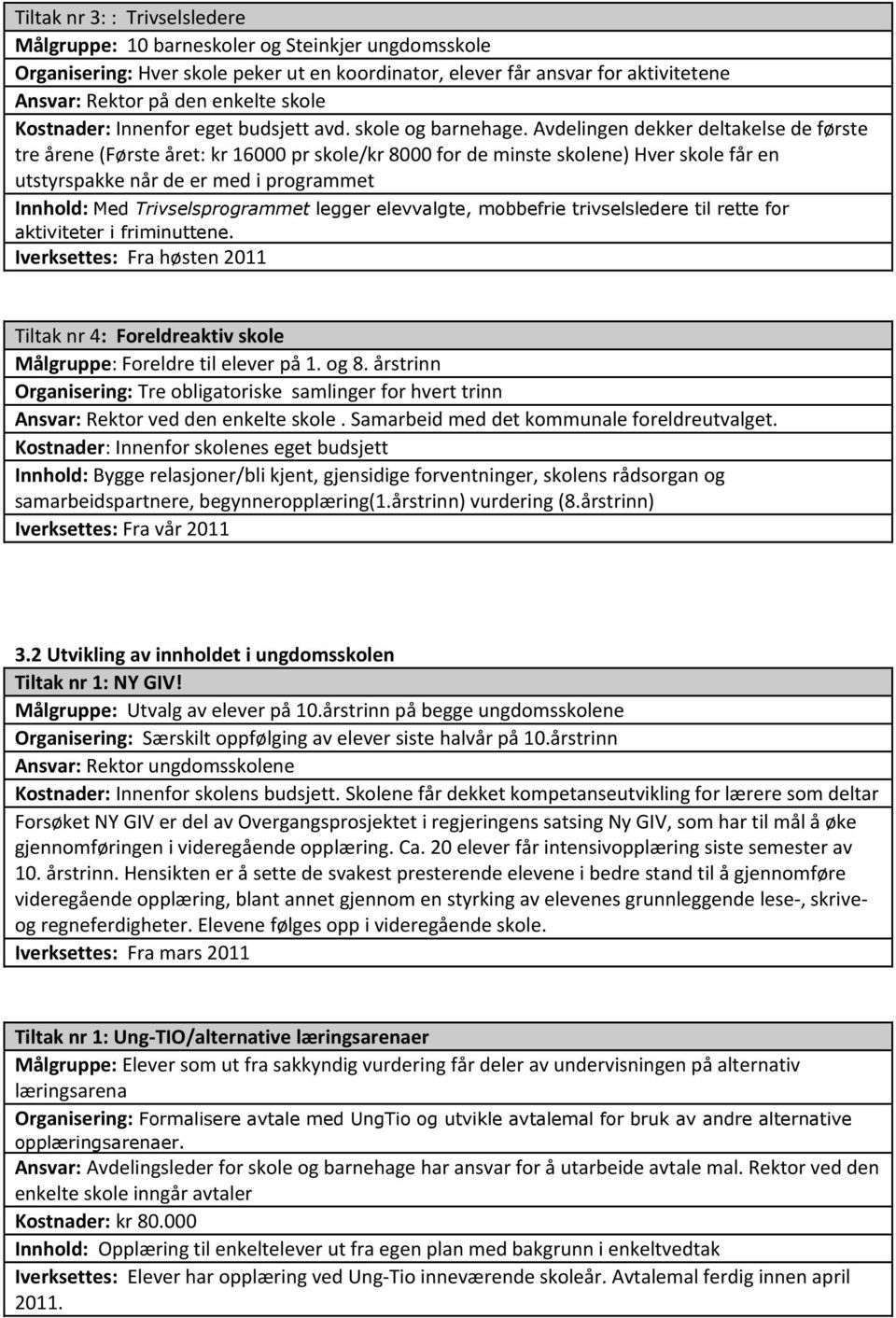 Avdelingen dekker deltakelse de første tre årene (Første året: kr 16000 pr skole/kr 8000 for de minste skolene) Hver skole får en utstyrspakke når de er med i programmet Innhold: Med