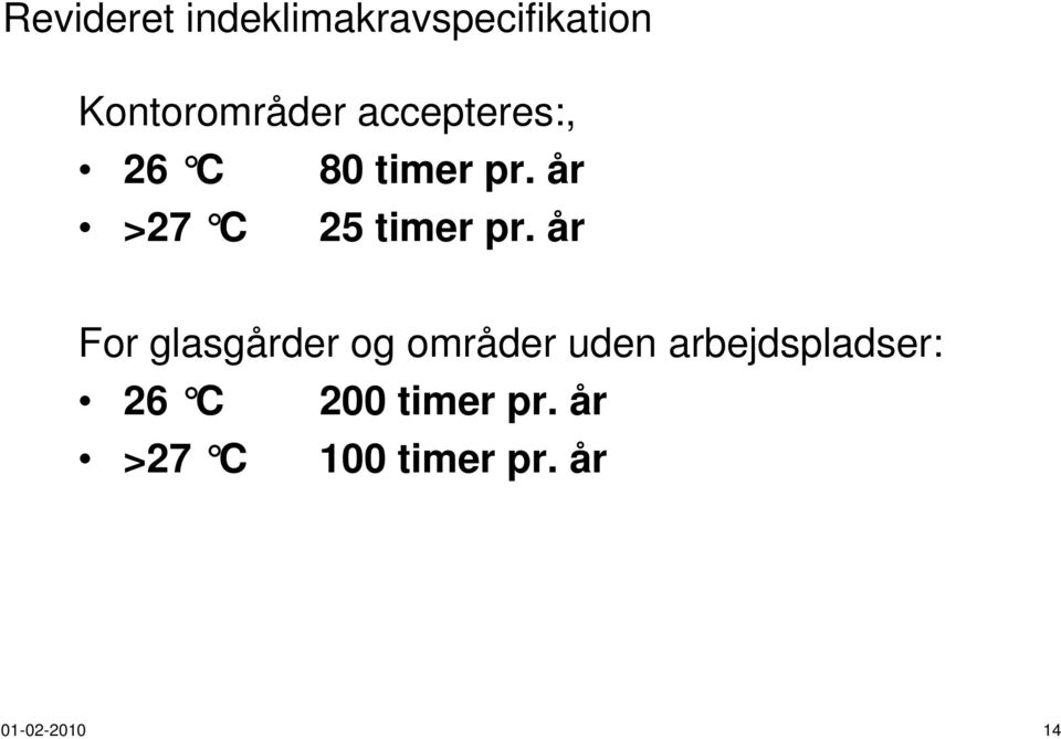 år For glasgårder og områder uden arbejdspladser: 26