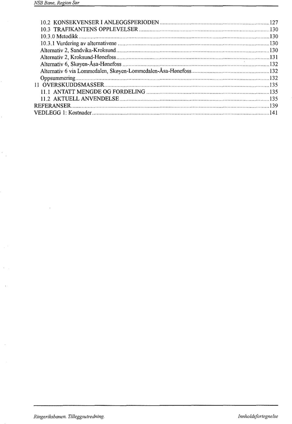 .. 132 Alternativ 6 via Lmmedalen, Skøyen-Lmmedalen-Åsa-Hønefss... 132 Oppsummering... 13 2 Il OVERSKUDDSMASSER... 135 11.