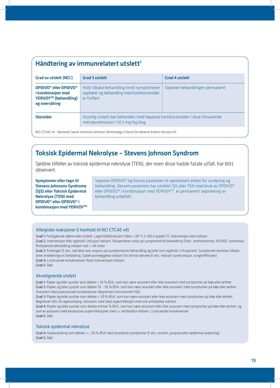 metylprednisolon 1 til 2 mg/kg/dag NCI-CTCAE v4 National Cancer Institute Common Terminology Criteria for Adverse Events Version 4.