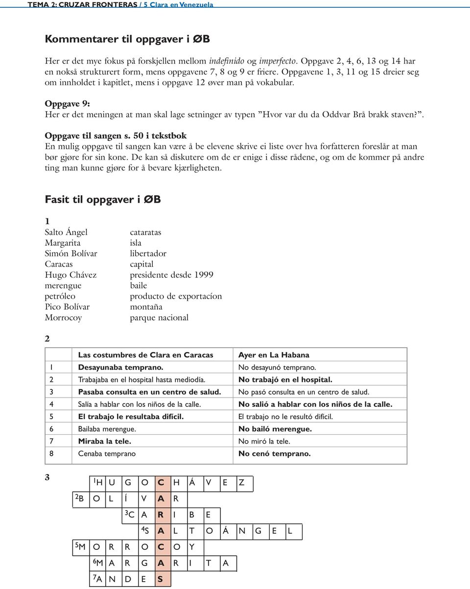 Oppgave 9: Her er det meningen at man skal lage setninger av typen Hvor var du da Oddvar Brå brakk staven?. Oppgave til sangen s.