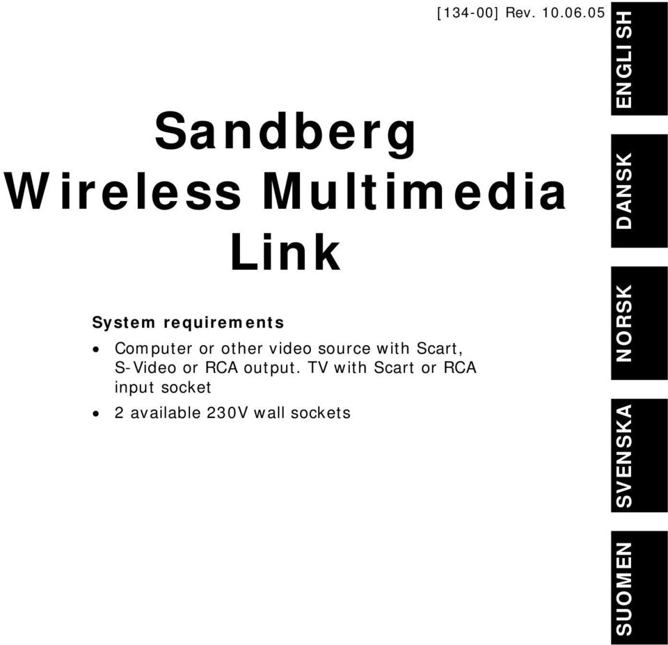 Computer or other video source with Scart, S-Video or RCA