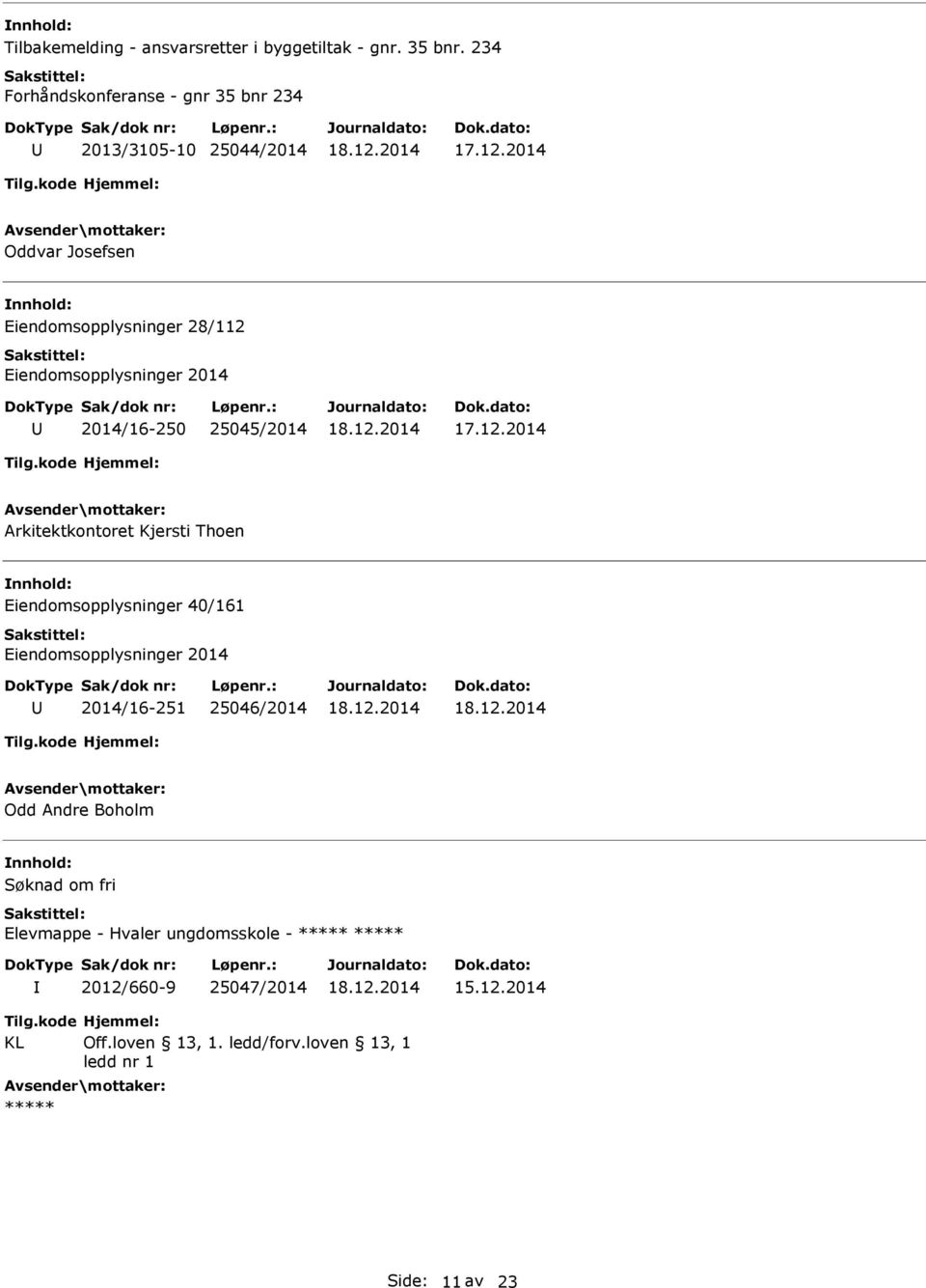 Eiendomsopplysninger 2014 2014/16-250 25045/2014 Arkitektkontoret Kjersti Thoen Eiendomsopplysninger 40/161