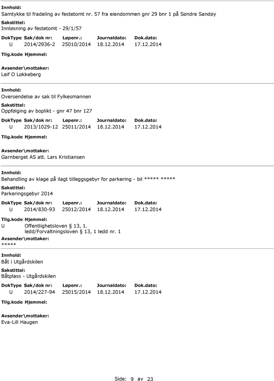 til Fylkesmannen Oppfølging av boplikt - gnr 47 bnr 127 2013/1029-12 25011/2014 Garnberget AS att.