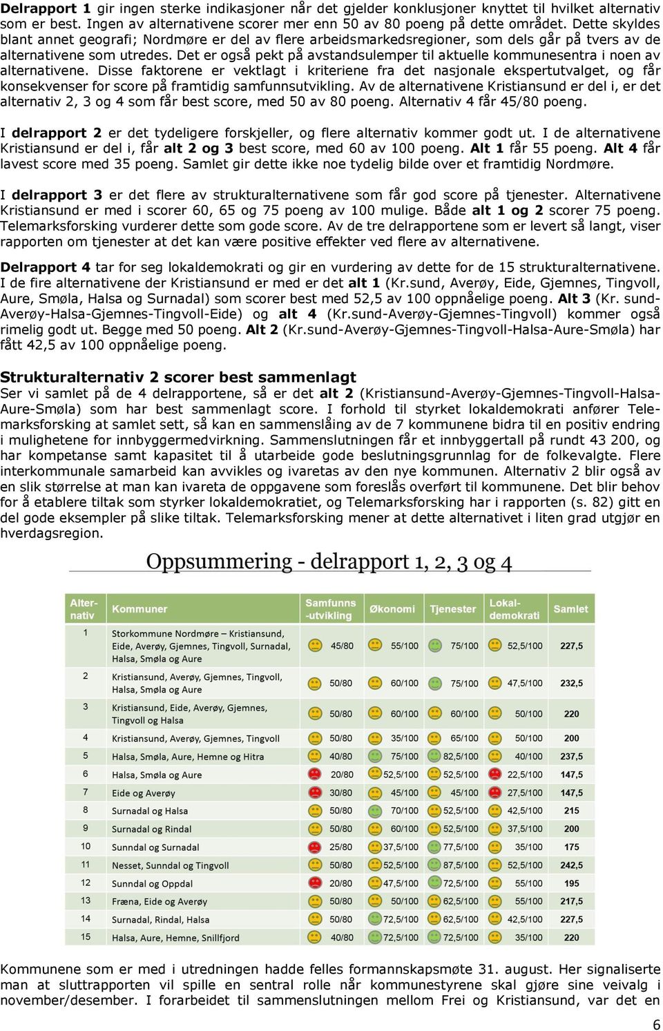 Det er også pekt på avstandsulemper til aktuelle kommunesentra i noen av alternativene.