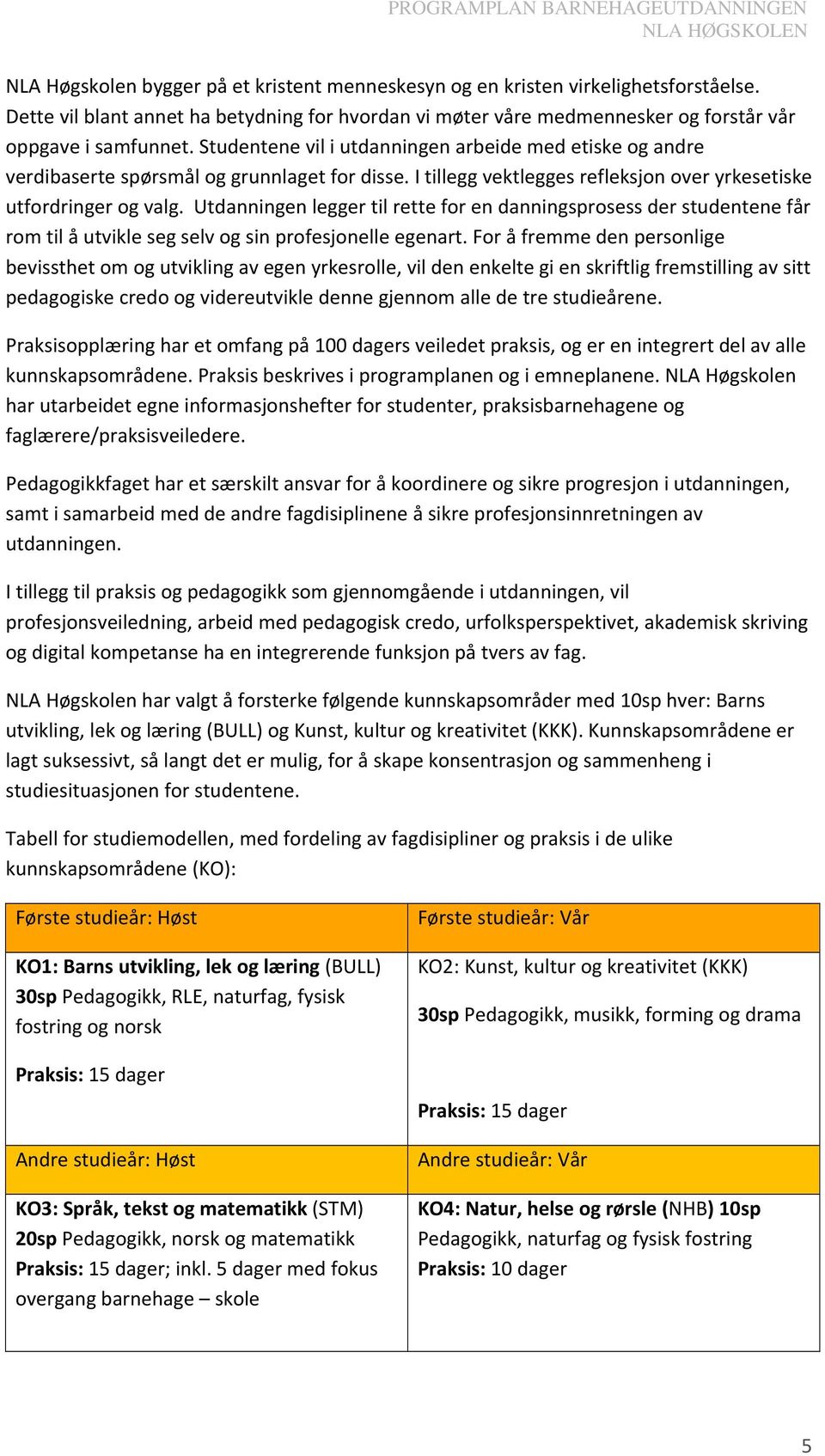 Utdanningen legger til rette for en danningsprosess der studentene får rom til å utvikle seg selv og sin profesjonelle egenart.