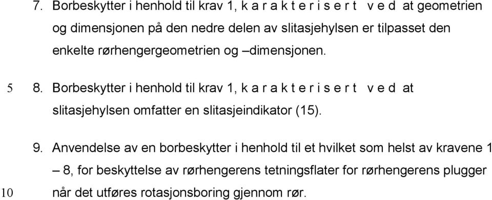 Borbeskytter i henhold til krav 1, k a r a k t e r i s e r t v e d at slitasjehylsen omfatter en slitasjeindikator (). 9.