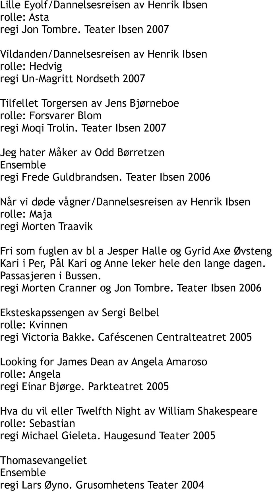 Teater Ibsen 2007 Jeg hater Måker av Odd Børretzen Ensemble regi Frede Guldbrandsen.