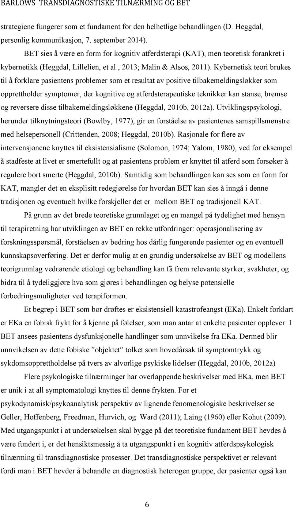 Kybernetisk teori brukes til å forklare pasientens problemer som et resultat av positive tilbakemeldingsløkker som opprettholder symptomer, der kognitive og atferdsterapeutiske teknikker kan stanse,