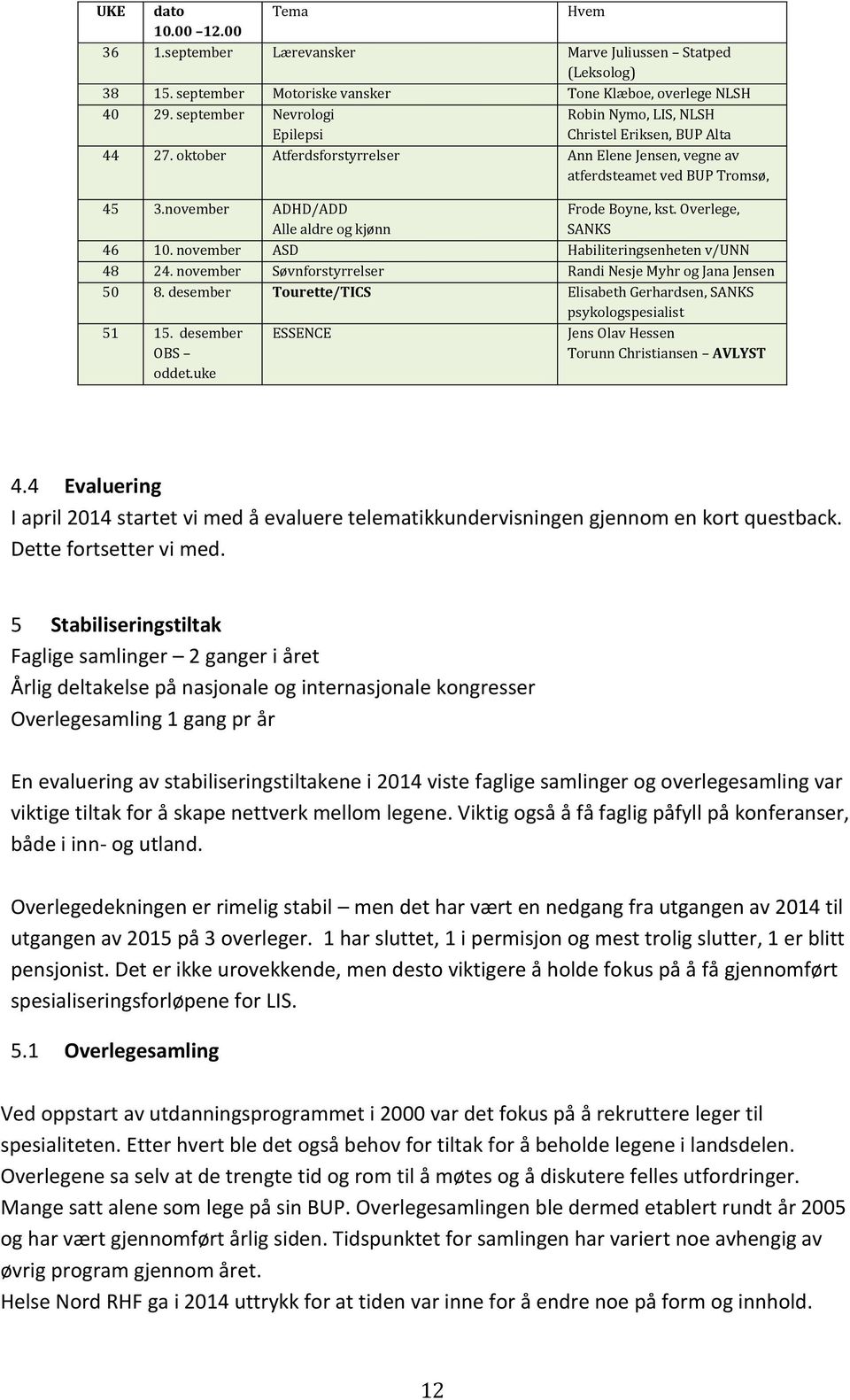 november ADHD/ADD Alle aldre og kjønn Frode Boyne, kst. Overlege, SANKS 46 10. november ASD Habiliteringsenheten v/unn 48 24. november Søvnforstyrrelser Randi Nesje Myhr og Jana Jensen 50 8.