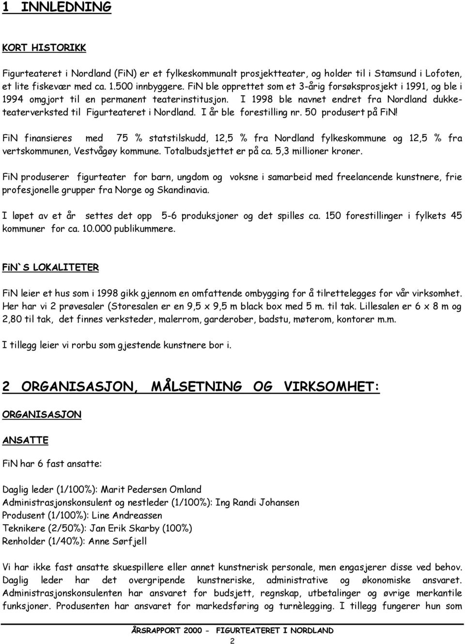 I 1998 ble navnet endret fra Nordland dukketeaterverksted til Figurteateret i Nordland. I år ble forestilling nr. 50 produsert på FiN!