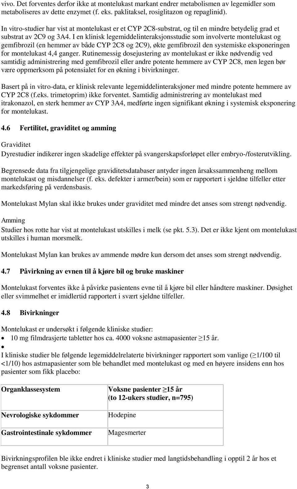 I en klinisk legemiddelinteraksjonsstudie som involverte montelukast og gemfibrozil (en hemmer av både CYP 2C8 og 2C9), økte gemfibrozil den systemiske eksponeringen for montelukast 4,4 ganger.