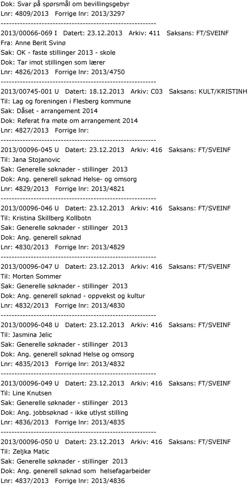 12.2013 Arkiv: C03 Saksans: KULT/KRISTINH Til: Lag og foreningen i Flesberg kommune Sak: Dåset - arrangement 2014 Dok: Referat fra møte om arrangement 2014 Lnr: 4827/2013 Forrige lnr: 2013/00096-045