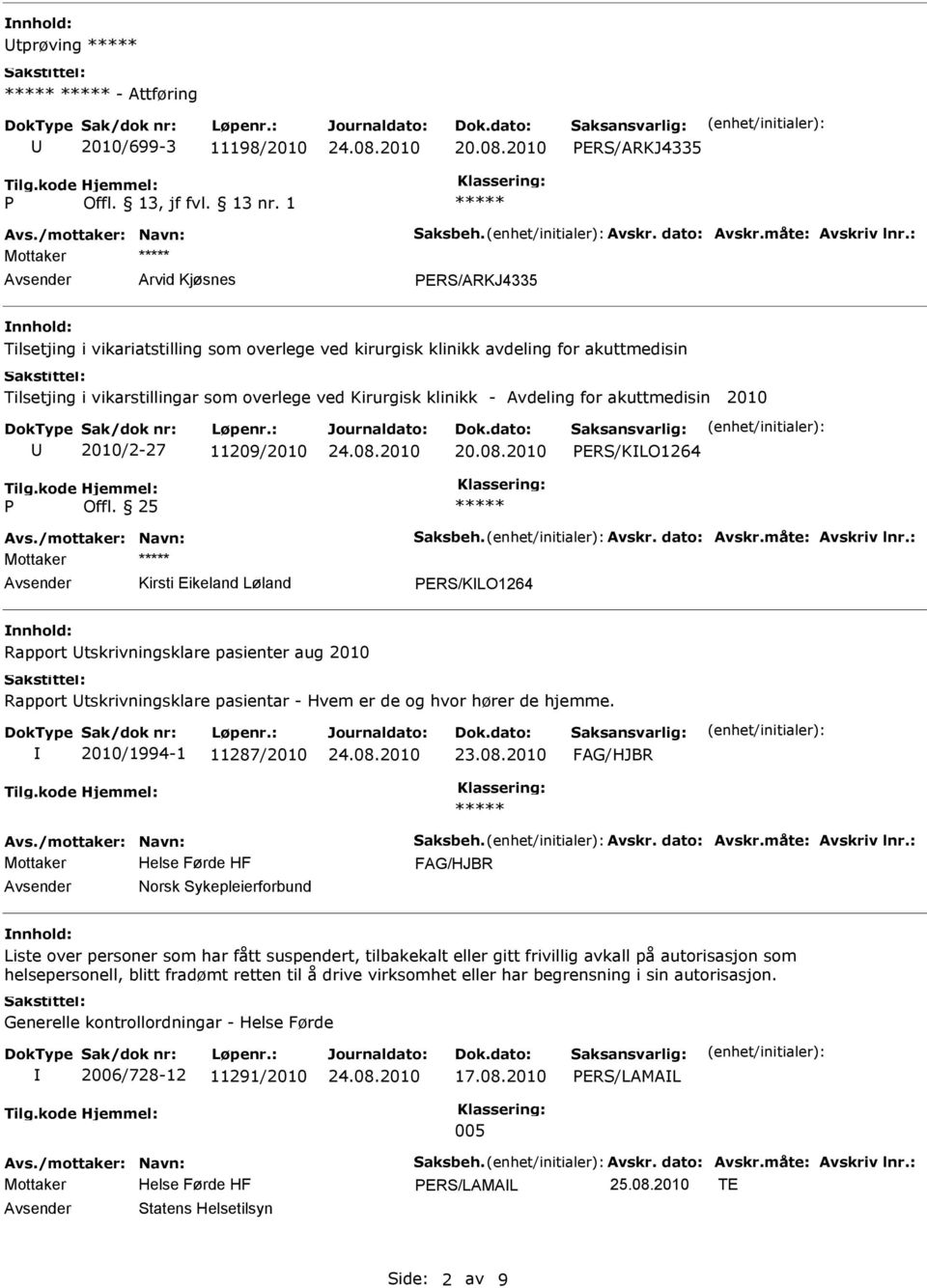 25 Kirsti Eikeland Løland ERS/KLO1264 Rapport tskrivningsklare pasienter aug 2010 Rapport tskrivningsklare pasientar - Hvem er de og hvor hører de hjemme. 2010/1994-1 11287/2010 23.08.