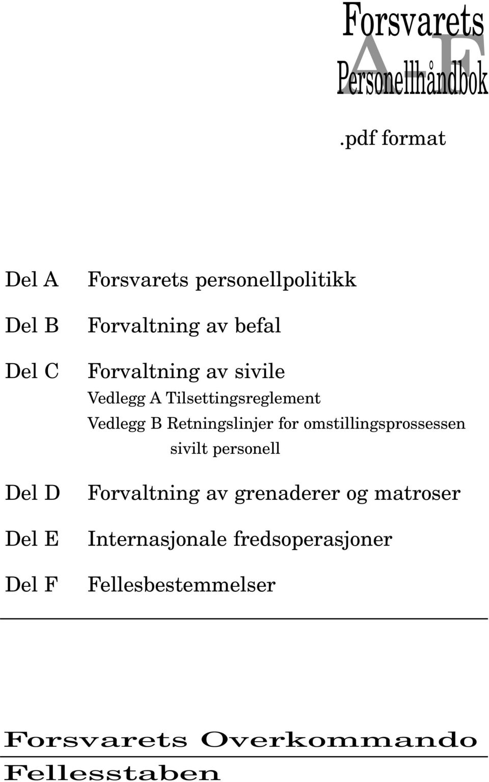 befal Forvaltning av sivile Vedlegg A Tilsettingsreglement Vedlegg B Retningslinjer for