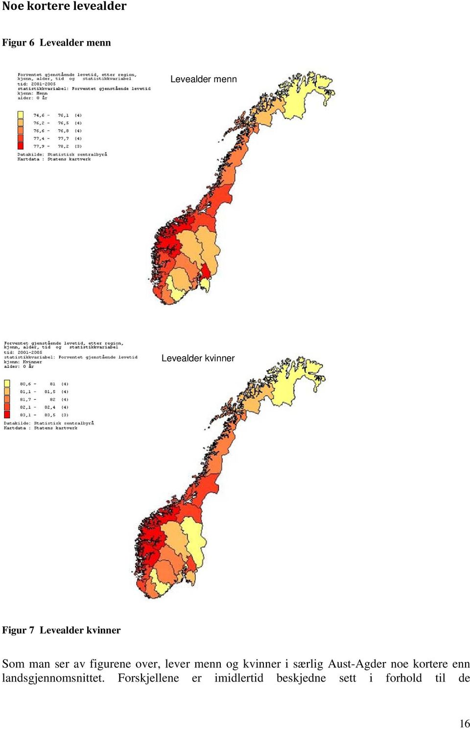 over, lever menn og kvinner i særlig Aust-Agder noe kortere enn