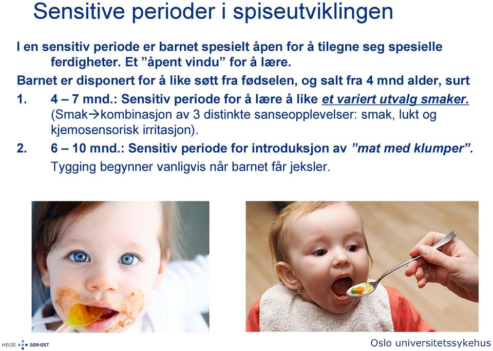 : Sensitiv periode for å lære å like et variert utvalg smaker.