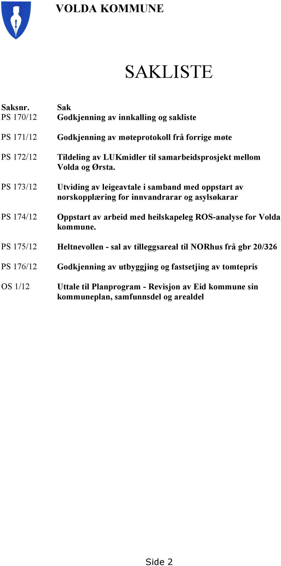 til samarbeidsprosjekt mellom Volda og Ørsta.