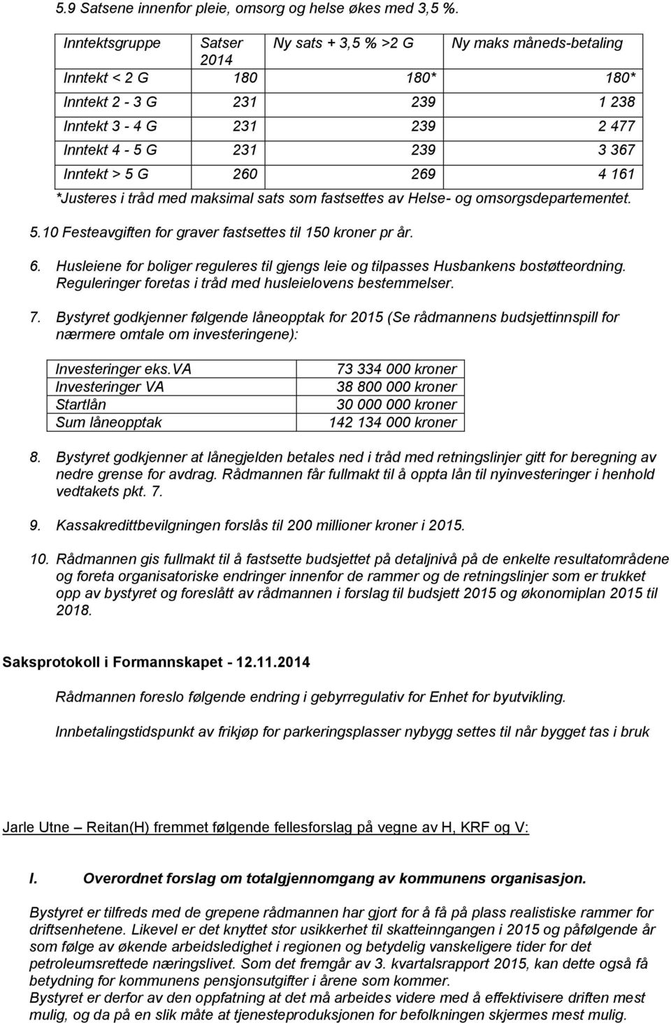 260 269 4 161 *Justeres i tråd med maksimal sats som fastsettes av Helse- og omsorgsdepartementet. 5.10 Festeavgiften for graver fastsettes til 150 kroner pr år. 6.