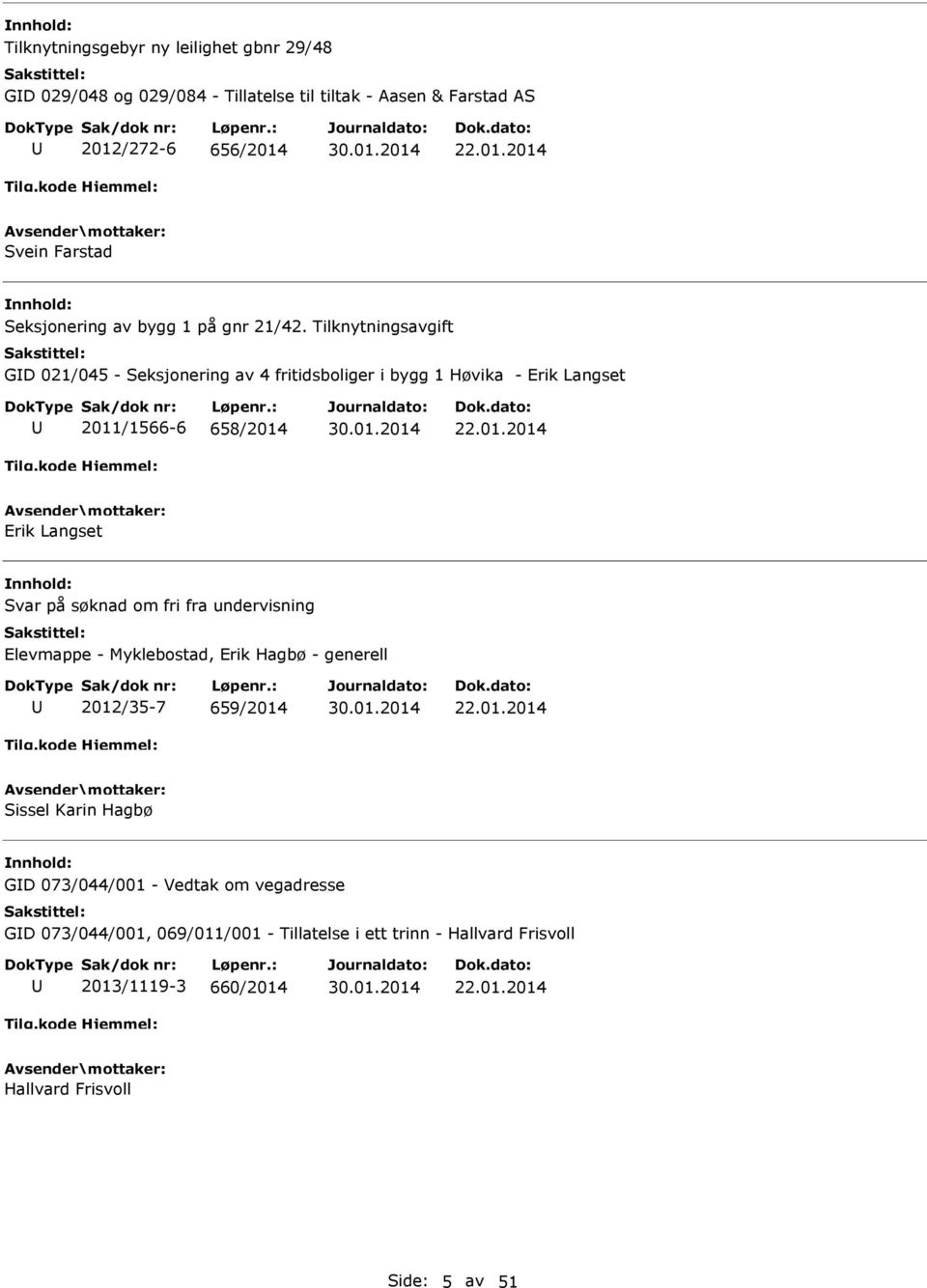 Tilknytningsavgift GD 021/045 - Seksjonering av 4 fritidsboliger i bygg 1 Høvika - Erik Langset 2011