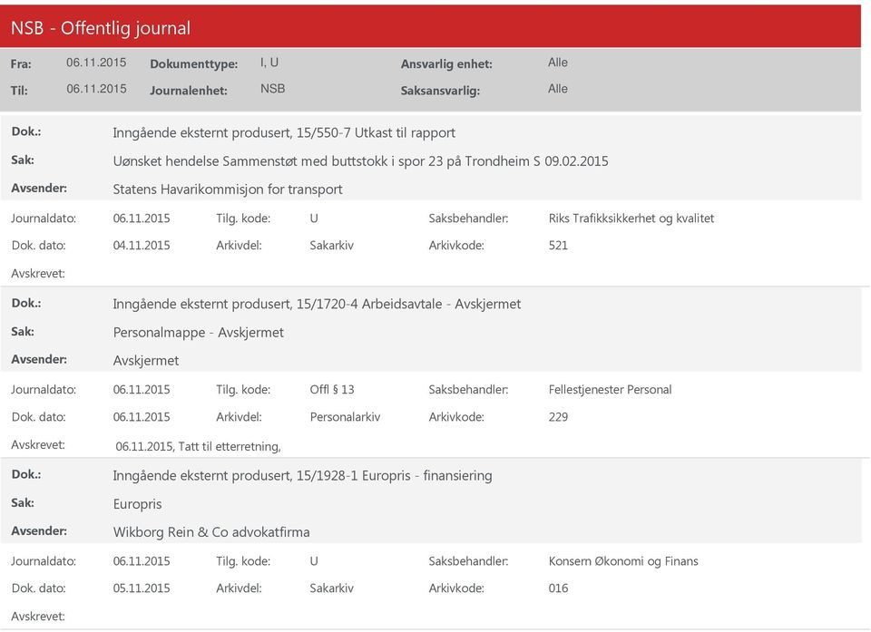 2015 Arkivdel: Sakarkiv Arkivkode: 521 Inngående eksternt produsert, 15/1720-4 Arbeidsavtale - Personalmappe -, Tatt til etterretning,