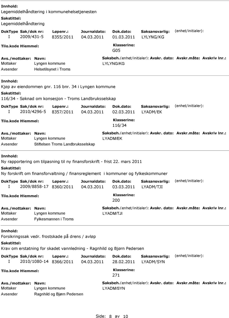 dato: Avskr.måte: Avskriv lnr.: LYADM/EK Stiftelsen Troms Landbruksselskap Ny rapportering om tilpasning til ny finansforskrift - frist 22.