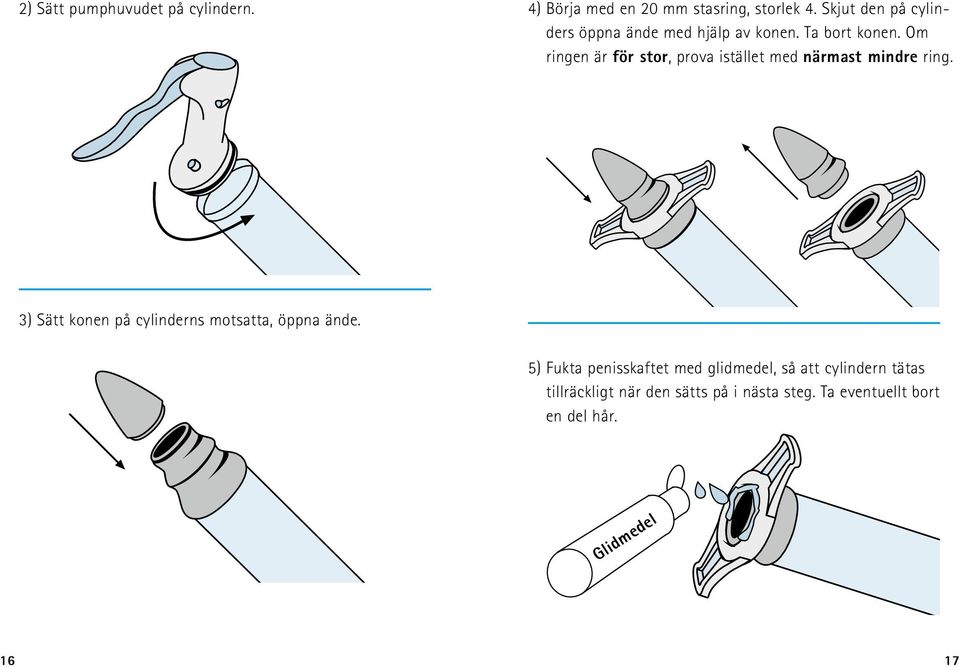 Om ringen är för stor, prova istället med närmast mindre ring.