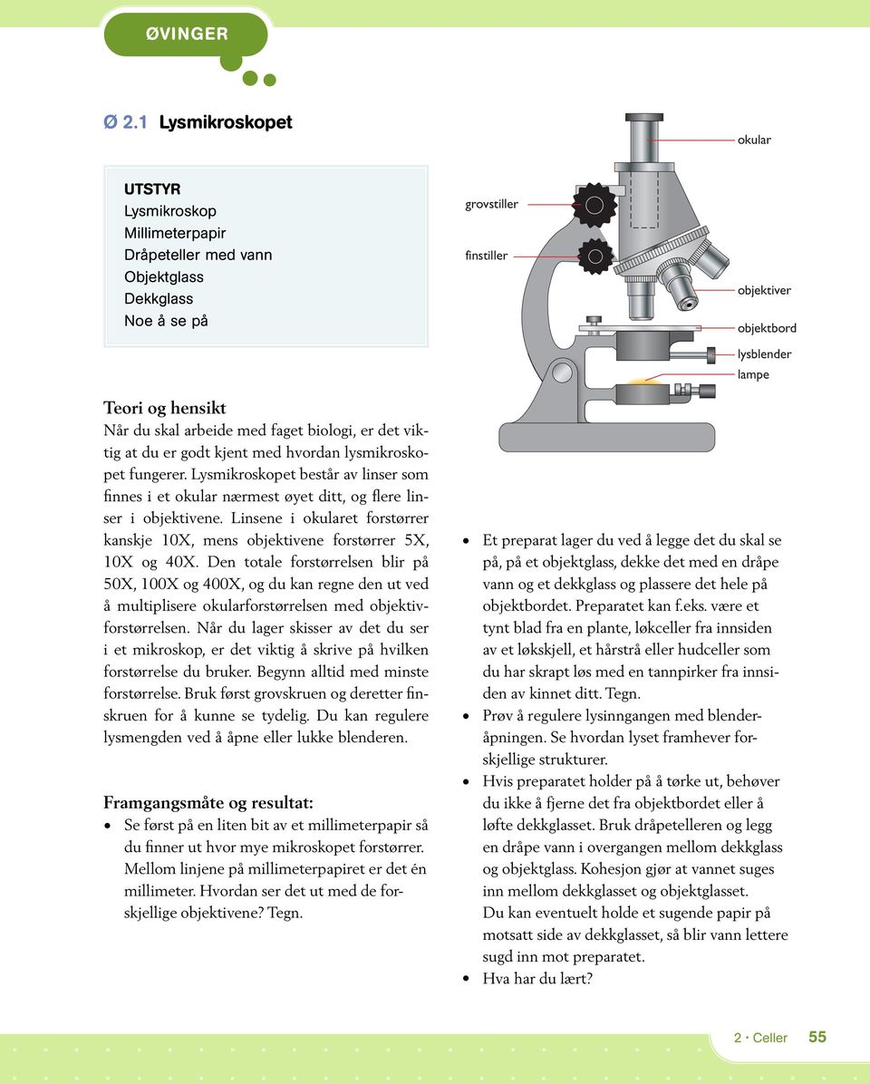 du skal arbeide med faget biologi, er det viktig at du er godt kjent med hvordan lysmikroskopet fungerer.
