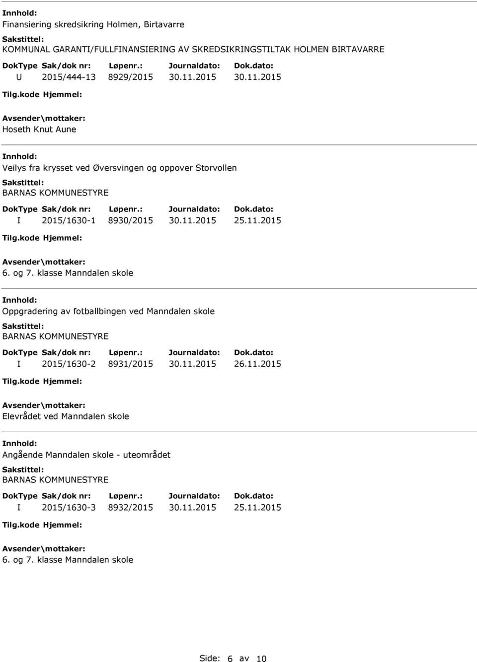 klasse Manndalen skole Oppgradering av fotballbingen ved Manndalen skole BARNAS KOMMNESTYRE 2015/1630-2 8931/2015 26.11.