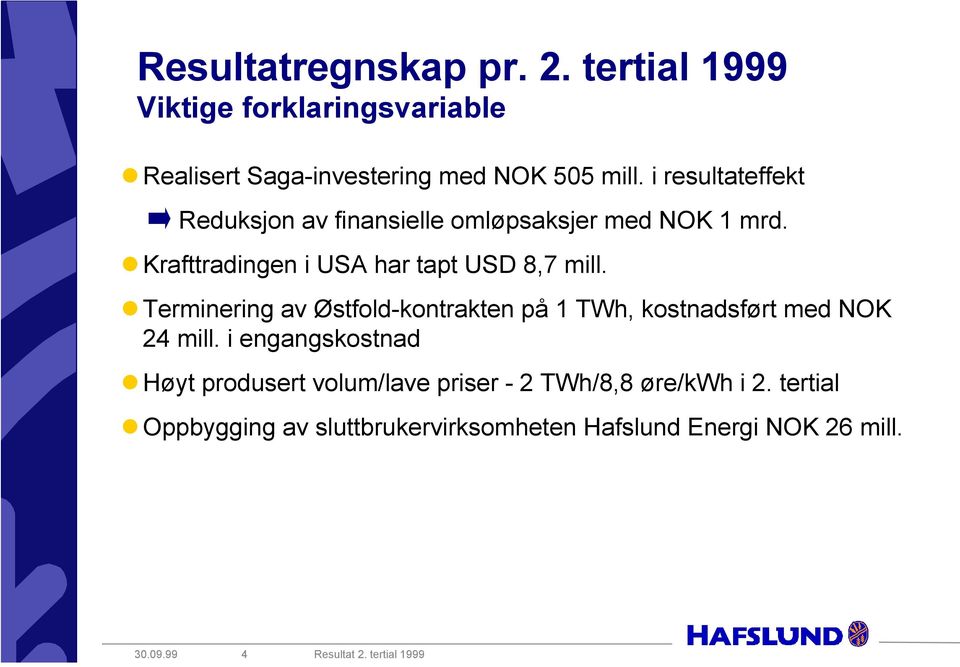 Terminering av Østfold-kontrakten på 1 TWh, kostnadsført med NOK 24 mill.