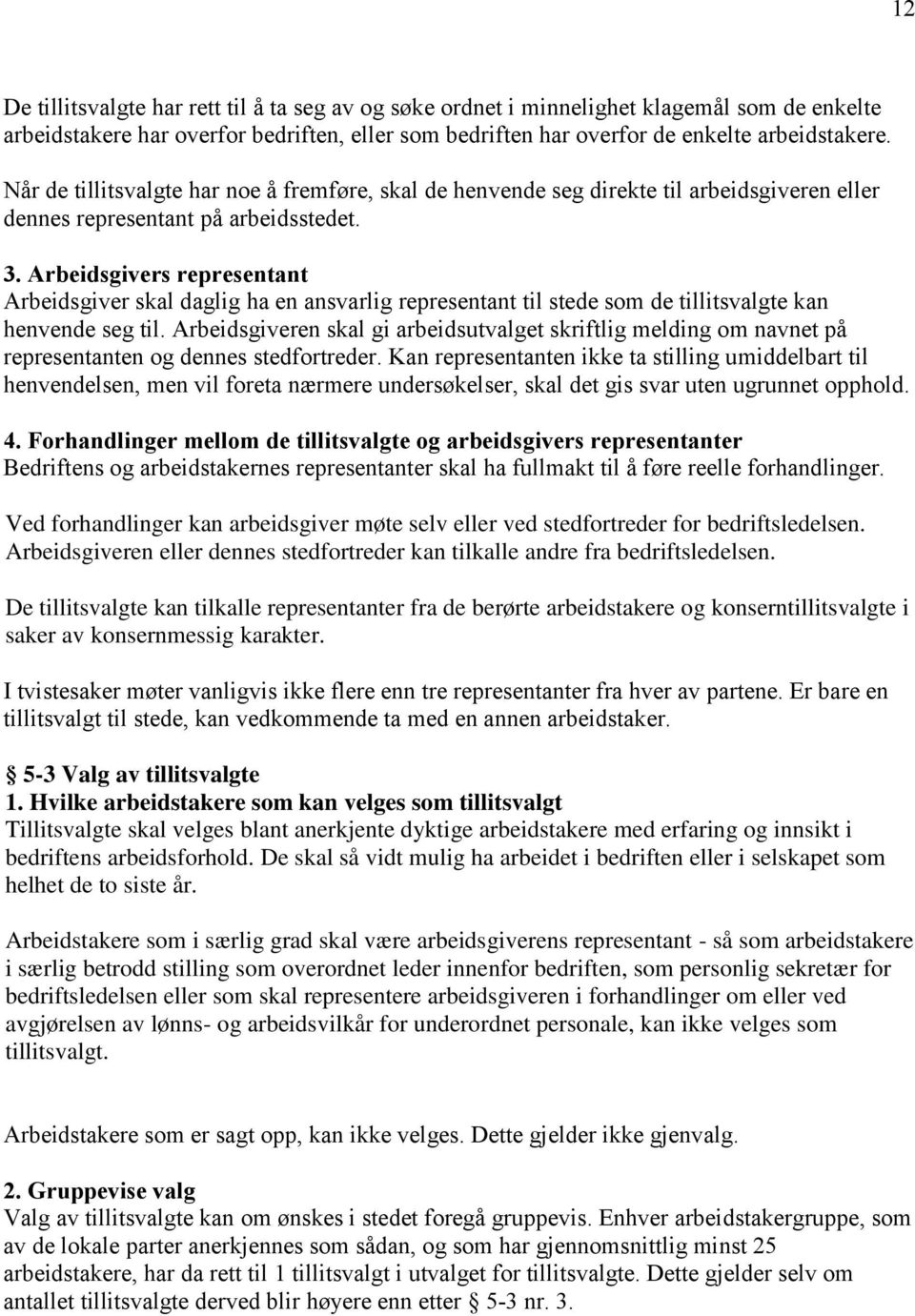 Arbeidsgivers representant Arbeidsgiver skal daglig ha en ansvarlig representant til stede som de tillitsvalgte kan henvende seg til.