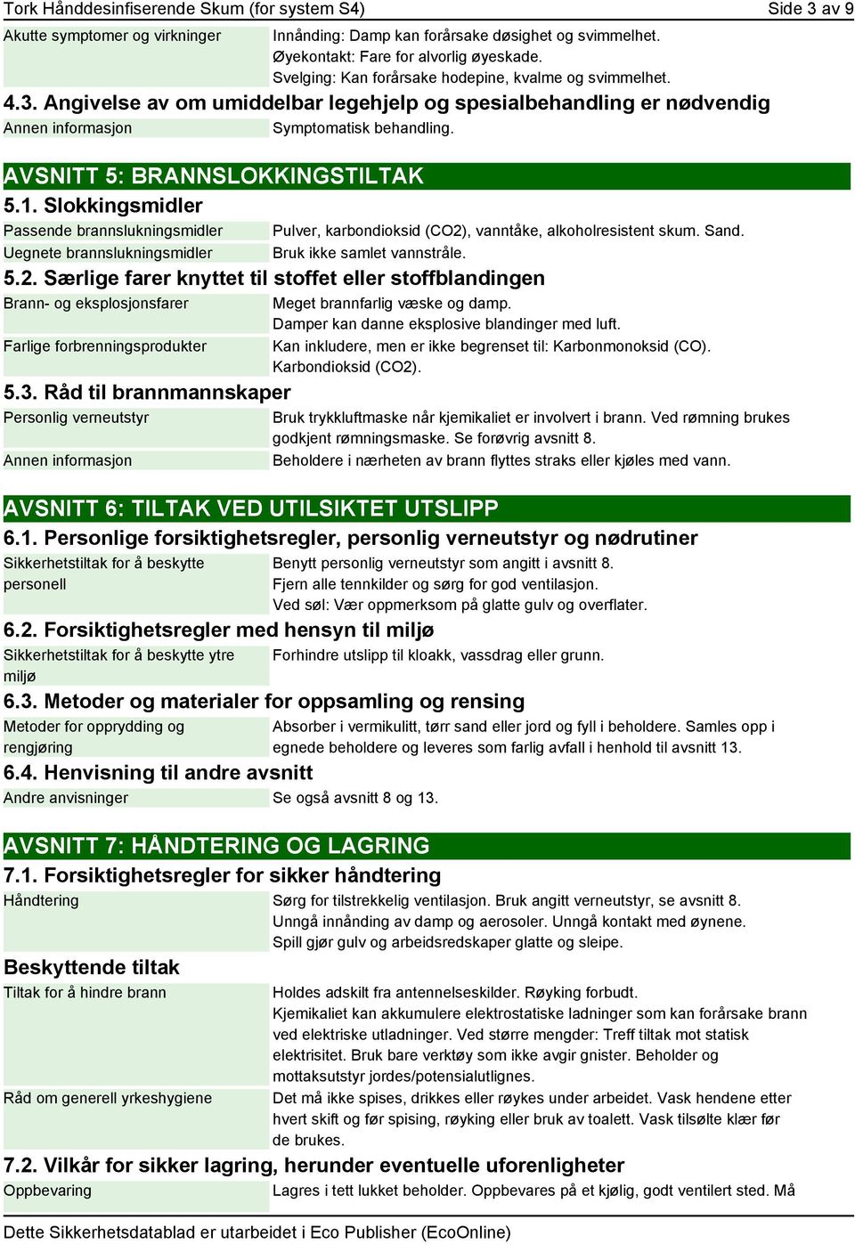 Slokkingsmidler Passende brannslukningsmidler Uegnete brannslukningsmidler Pulver, karbondioksid (CO2)