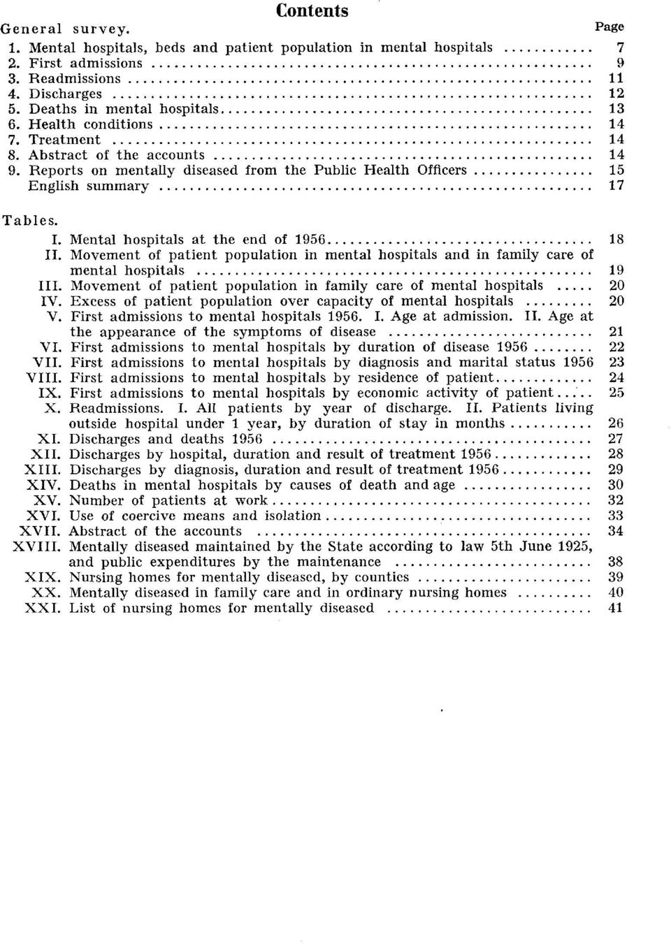 Movement of patient population in mental hospitals and in family care of mental hospitals 9 III. Movement of patient population in family care of mental hospitals 0 IV.