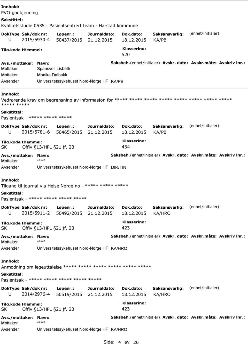 niversitetssykehuset Nord-Norge HF DR/TN Tilgang til journal via Helse Norge.