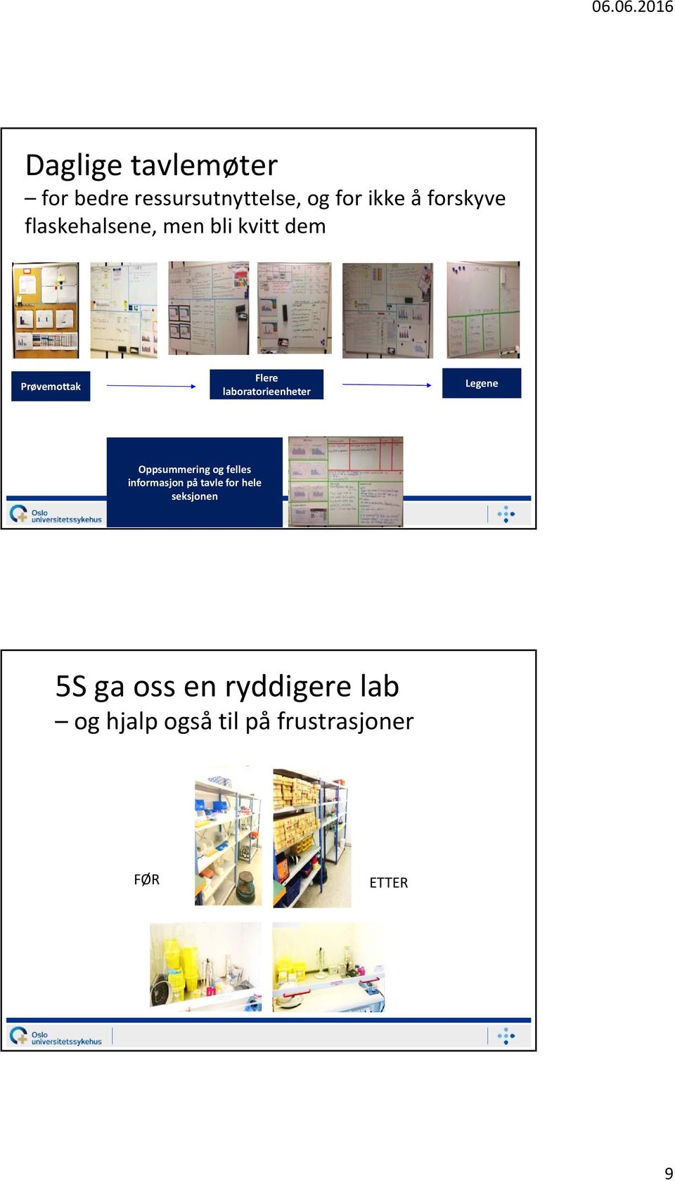 Legene Oppsummering og felles informasjon på tavle for hele seksjonen